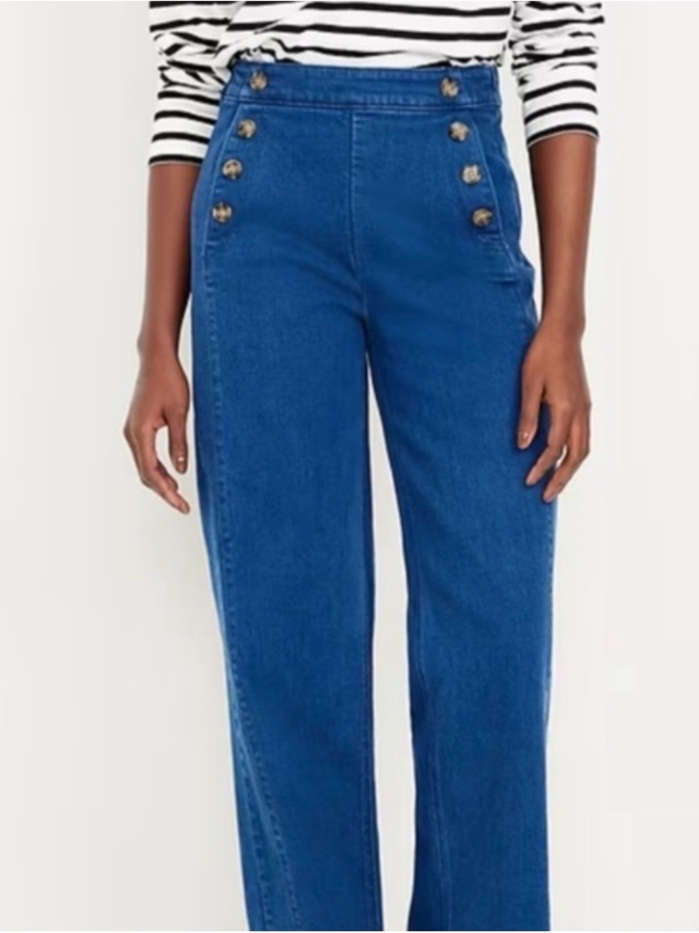 Old Navy High Rise Wide Leg Jeans Sailor Nautical Sz 12